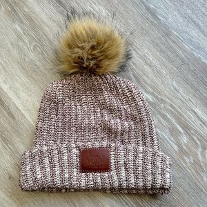 Love Your Melon Speckled Purple Knit Beenie Cuffed Style